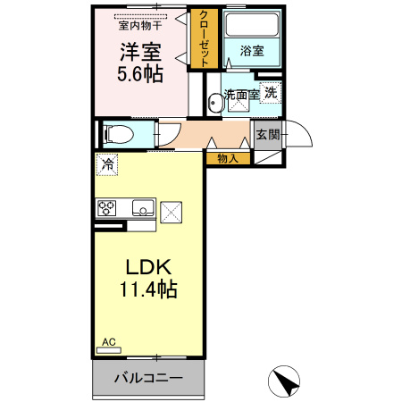 熊本市東区御領５丁目のアパートの間取り