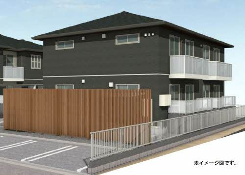 倉敷市新田のアパートの外観|イメージパース