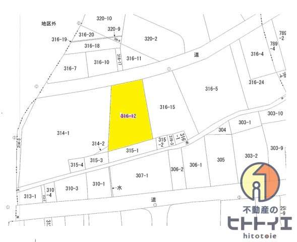 八女市馬場字唐人町北裏　売地の地図