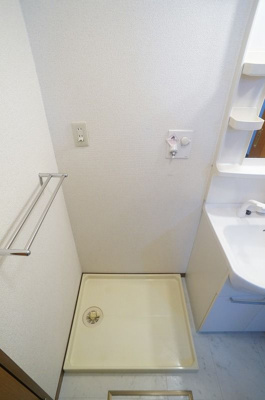 【その他】 | ヴェルデ仲町台A【SHM】 | 洗面所内、シャンプードレッサー横にある室内洗濯機置き場です♪防水パンが付いているので万が一の漏水にも安心です！