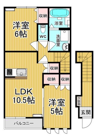 【間取り】 | ウィンディタウン貝島Ⅱ | カップルさんにオススメのお部屋です♪