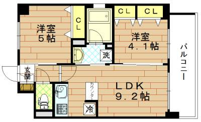 エステムプラザ京都聚楽第・雅邸の間取り|左右反転タイプ