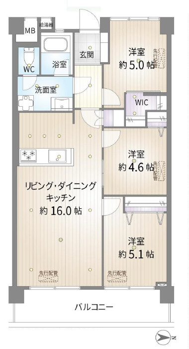 なぎさニュータウン7号棟　４階　リ　ノベーション済の間取り