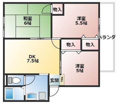 【間取り】 | エスペランザ | ３ＤＫ
