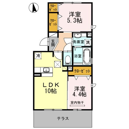 熊本市東区花立２丁目のアパートの間取り