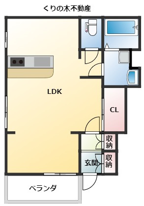 【間取り】 | メルベーユ小泉 | ワンルームのお部屋です