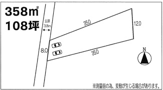 【土地図】 | 坂戸市中小坂　建築条件なし売地　東武東上線『鶴ヶ島駅』徒歩28分　【上谷小学区】 | 敷地358.00㎡（108坪）