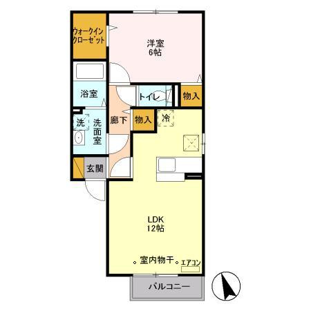 クレストパークEの間取り|1LDK