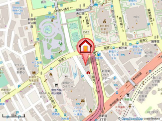 【地図】 | 周辺には新宿中央公園や新宿都庁、様々なお店を利用できるパークタワー等があります。