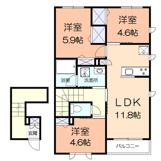 【間取り】 | グリーン　リーブスⅡ