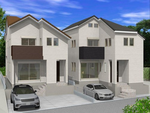 横浜市保土ケ谷区仏向町の新築一戸建の外観パース|相鉄本線「和田町」駅徒歩約5分、全2棟の新築戸建物件です。