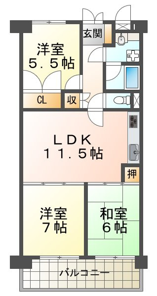 パレス朝霧ヶ丘の間取り