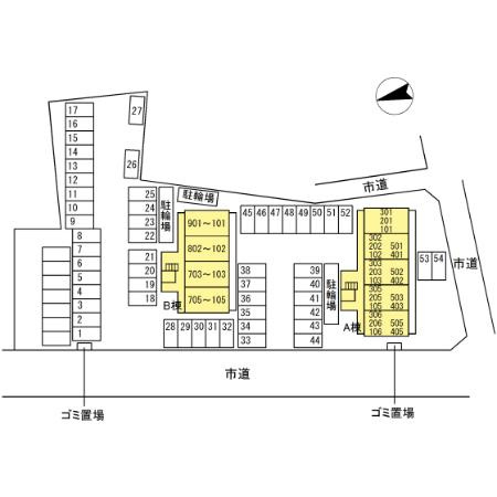 カーサコモダ新舞子Bの区画図