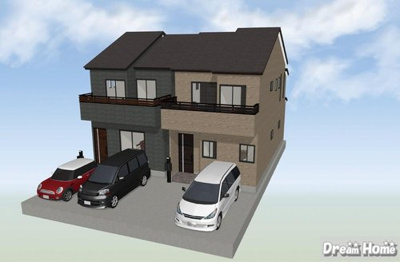 【外観パース】 | 下鴨森ヶ前　新築戸建　1号地　自由設計