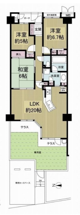 ★専用駐車場・専用庭付き★宅配ロッカー付きで不在時に便利★エンゼルプレージュ豊中刀根山1階♪の画像