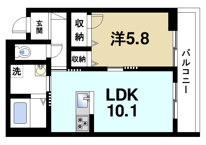 シャーメゾンＦＵＪＩＭＯＴＯの間取り|1LDK