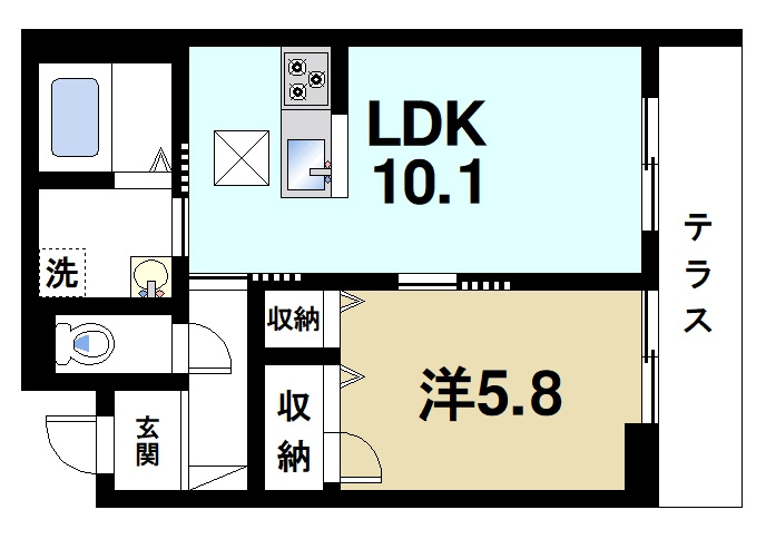 シャーメゾンＦＵＪＩＭＯＴＯの間取り|1LDK