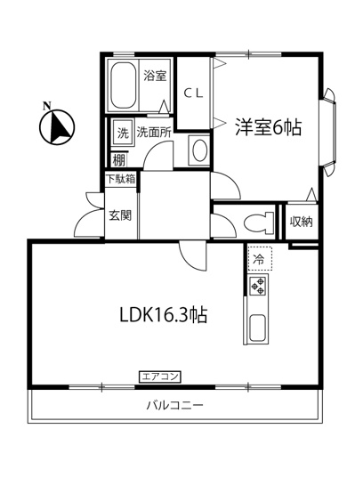 【間取り】 | フレマリール仲町台弐番館 | 1LDKタイプはキッチンと寝室を分けたい方におすすめです☆カップルさんや新婚さんにも大人気！なんと言っても角部屋・二面採光なのが嬉しい♪