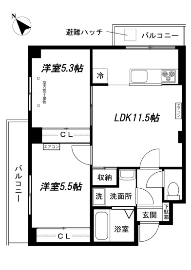 【間取り】 | レヴール | カップルさんやファミリーさんにもオススメの2LDKタイプ！なんと言っても角部屋・最上階なのが嬉しい♪