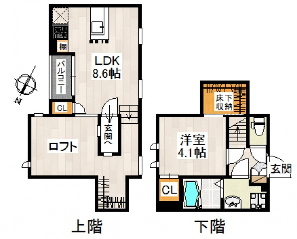 熊本市中央区弥生町のアパートの間取り