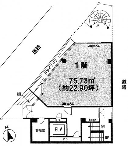 新宿区四谷４丁目の店舗一部の間取り