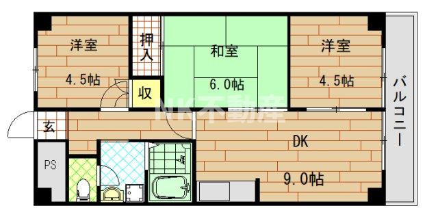 【間取り】 | 福徳ハイツ（俊徳道賃貸） | 間取りです