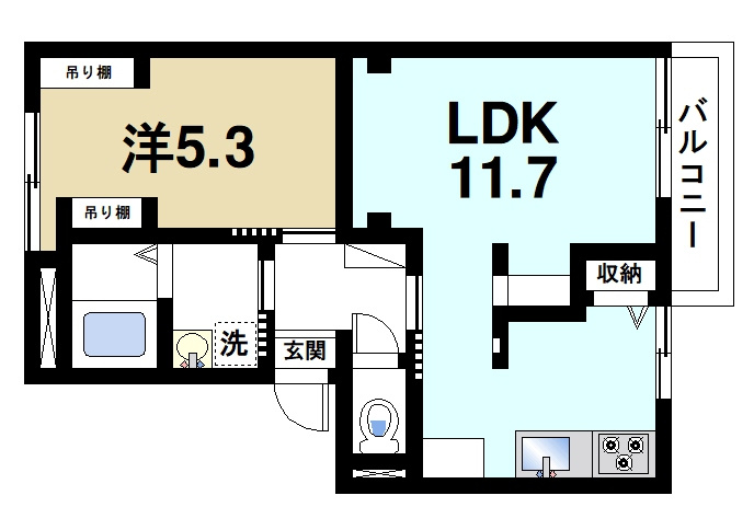 ラポールの間取り|ゆったりと暮らせる1LDKの間取りです。