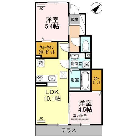 熊本市東区御領５丁目のアパートの間取り