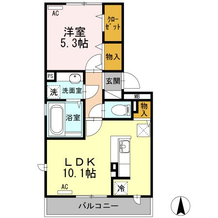 熊本市南区平田１丁目のアパートの間取り