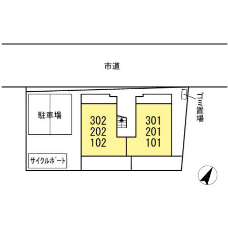 熊本市中央区本荘５丁目のアパートの区画図