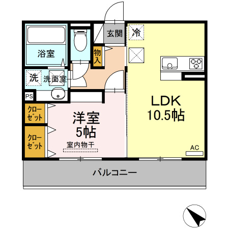 熊本市東区御領５丁目のアパートの間取り