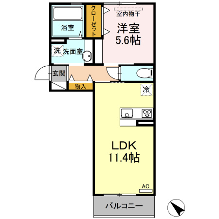 熊本市東区御領５丁目のアパートの間取り