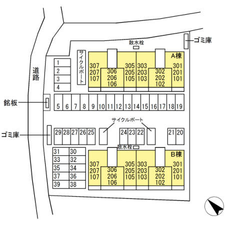 熊本市東区御領５丁目のアパートの区画図