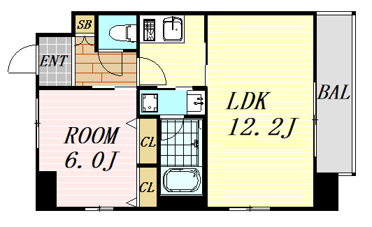 S-RESIDENCE淀屋橋 仲介手数料無料の間取り
