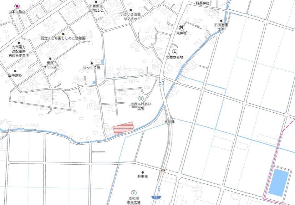 都城市上水流町の売地の土地図
