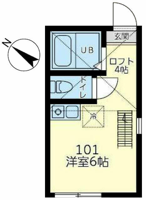 １０１　洋室６帖＋ロフト４帖