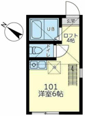 １０１　洋室６帖＋ロフト４帖