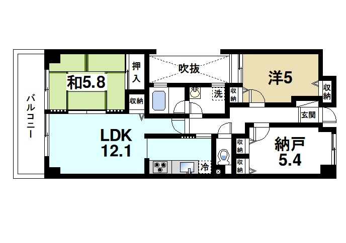 ライオンズマンション学園前第2の間取り