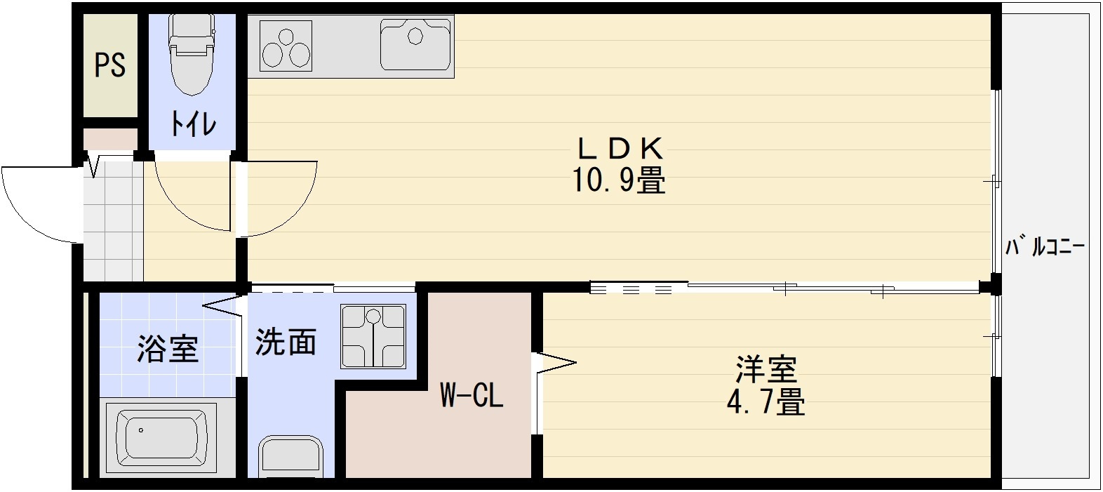 ステラウッド大県の間取り|ステラウッド大県（堅下駅　柏原駅）　1LDK