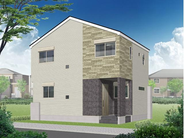 全棟LDK１８帖以上の大型４LDK。横浜市西区境之谷　全６棟新築戸建ての外観パース