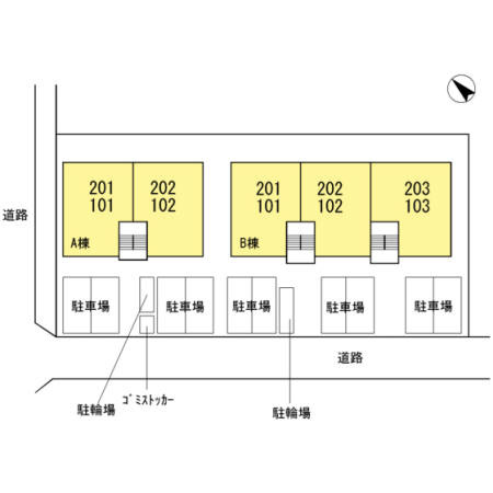 ファミール B棟の区画図
