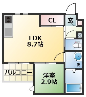 熊本市中央区新大江３丁目のアパートの間取り
