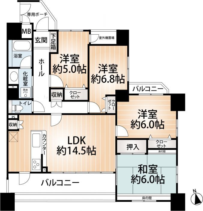 ダイアパレス六ツ門【10,000円キャッシュバック対象物件】の間取り