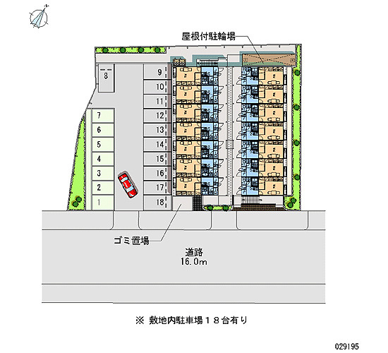 レオパレスプラムヒルズの駐車場
