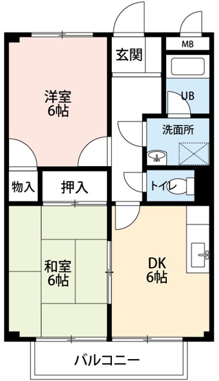 【間取り】 | Ｓｕｒｐｌｕｓ　Ｔｗｏ　二番館Ｂ