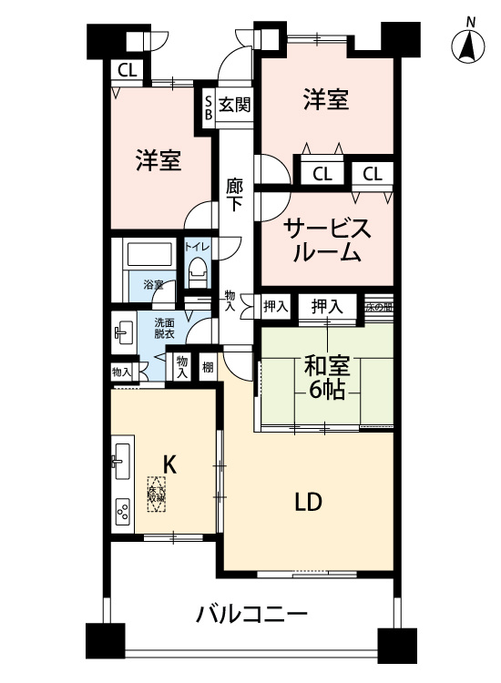 キャッスルハイツ小牧ウエストハイツの間取り|３LDK＋サービスルーム