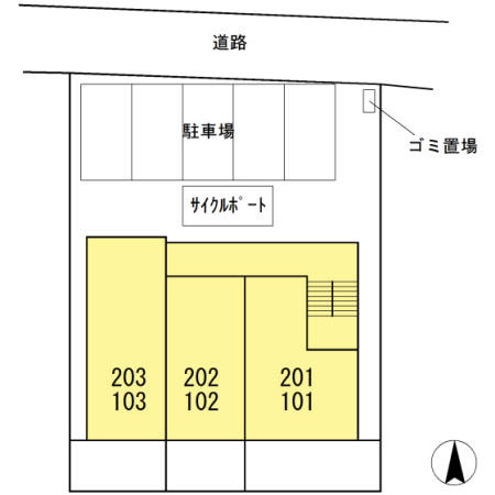 熊本市東区健軍１丁目のアパートの区画図