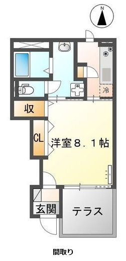 熊本市中央区黒髪１丁目のアパートの間取り