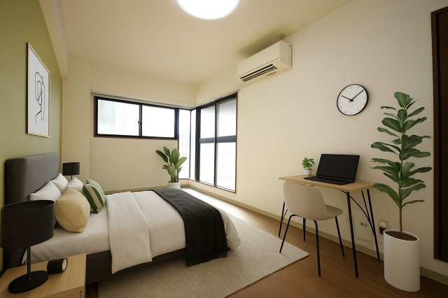 サワータウン白山の居間・リビング|バーチャルステージングの写真となります。家具家電等は付帯しません。参考にご覧くださいませ。