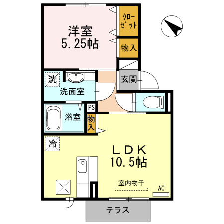 【間取り】 | セジュール上ノ山Ⅱ | 1LDKのお部屋です